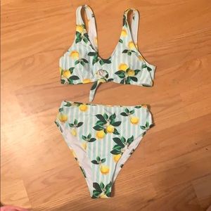 Cupshe high waisted cheeky lemon swimsuit